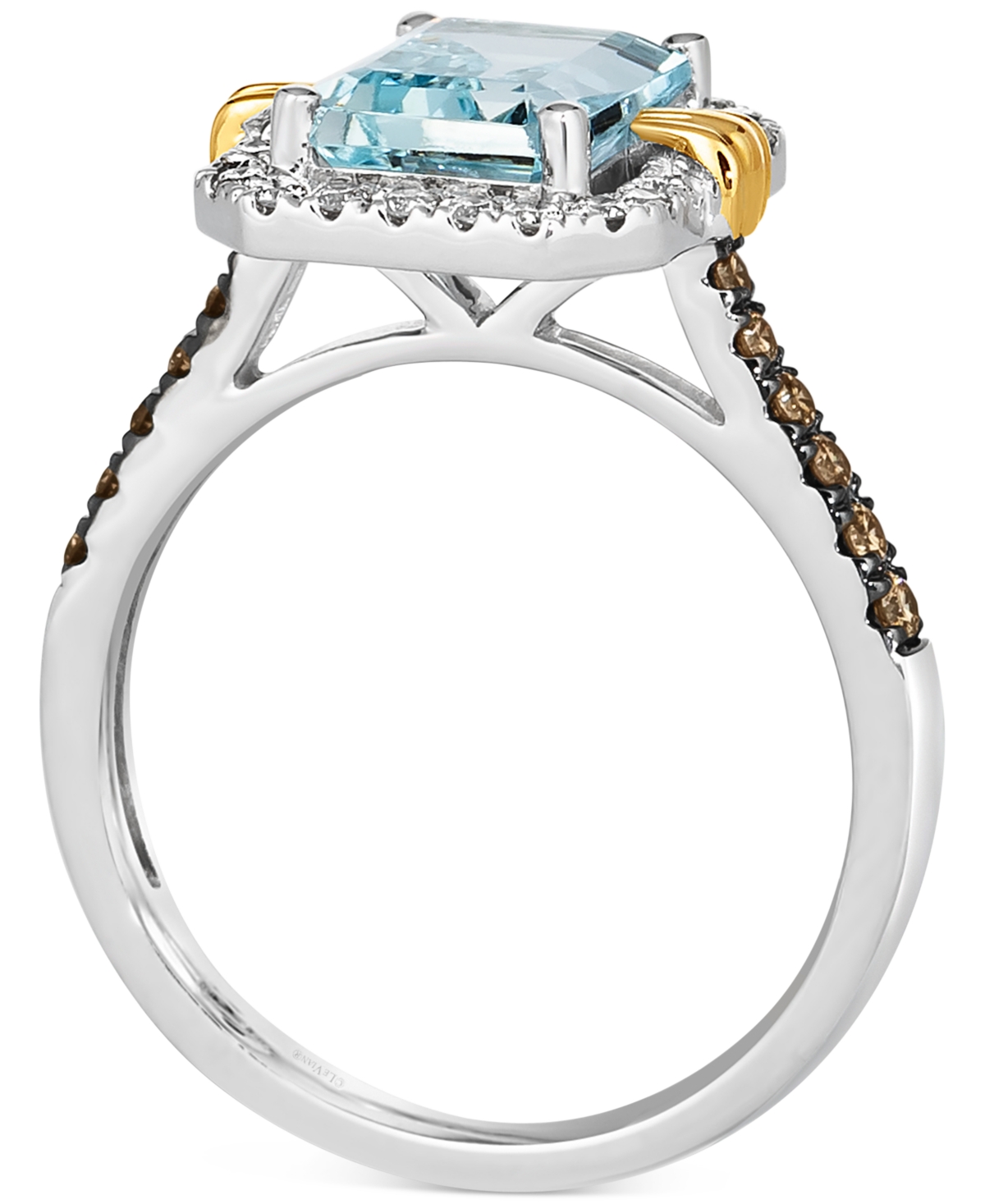 Le Vian Sea Blue(2 ct. t.w.) & Diamond (3/8 ct. t.w.) Ring in 14k Two-Tone Gold - Aquamarine
