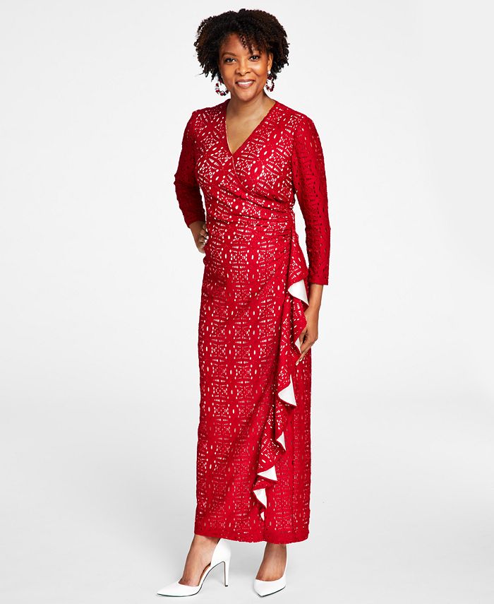 Lace surplice detail dress discount