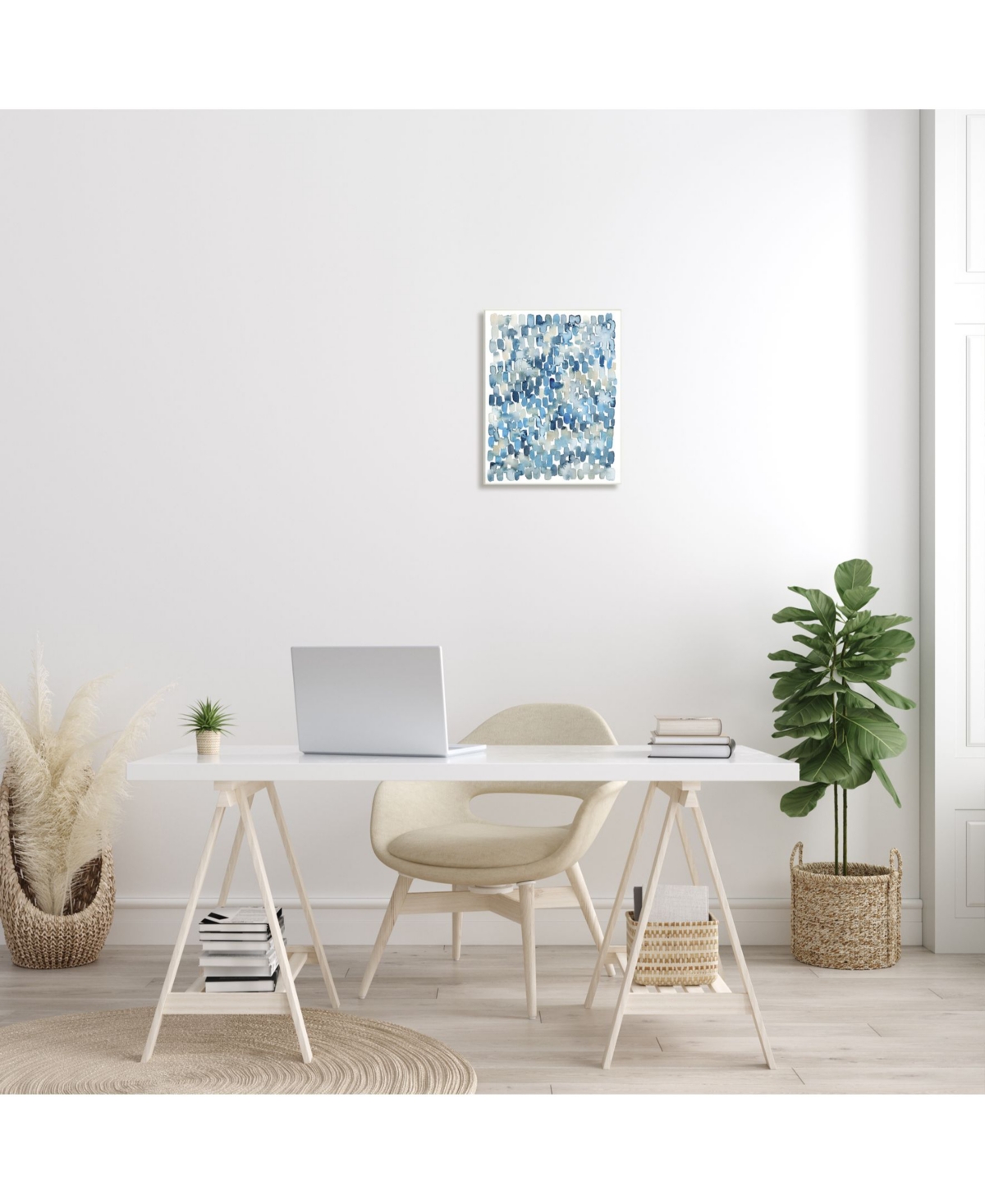 Stupell Industries Coastal Tile Abstract Soft Blue Beige Shapes Wall Plaque Art, 13