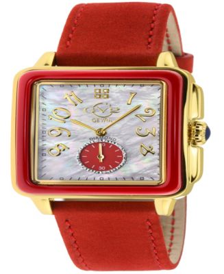 Women\'s Bari Enamel Swiss‎ Quartz Italian Red Leather Strap Watch 34mm GV2 Bari Viva - Gevril main image 2