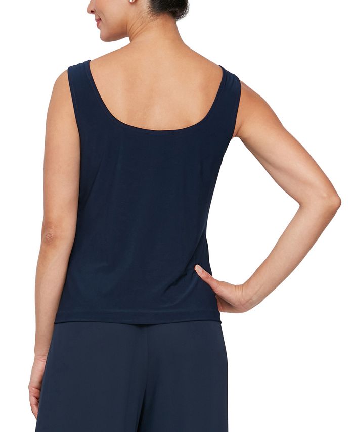 Alex Evenings Women's Embroidered Sequined Jacket & Tank Top Twinset