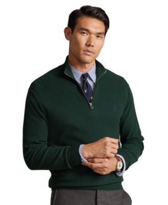 Mesh-Knit Cotton Quarter-Zip Sweater 