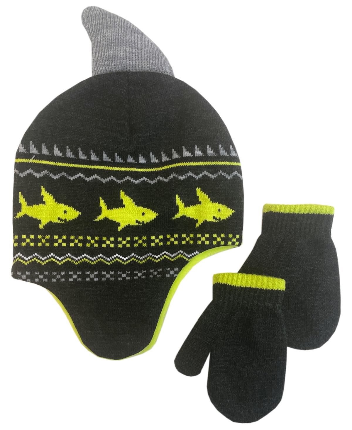 Abg Accessories Toddler Boys Shark Hat And Mitten Set, 2-piece In Green