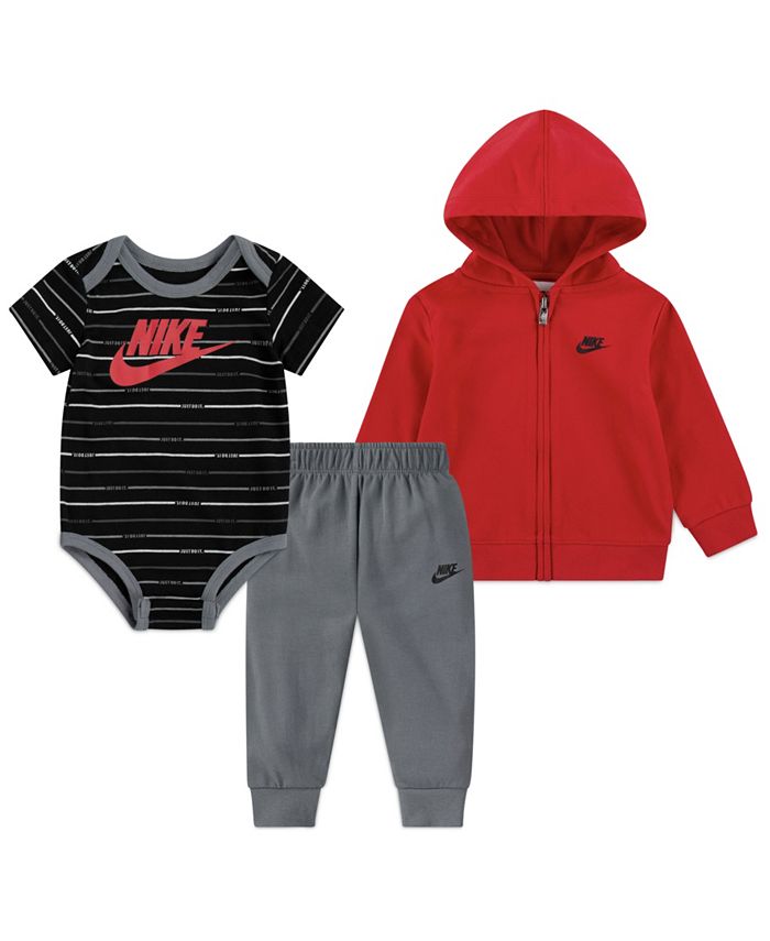 Nike Baby Boys Just Do It Striped Bodysuit, Jacket and Pants, 3 Piece ...