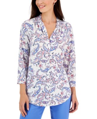 Charter Club Women's Paisley-Print V-Neck Knit Top, Created for Macy's &  Reviews - Tops - Women - Macy's