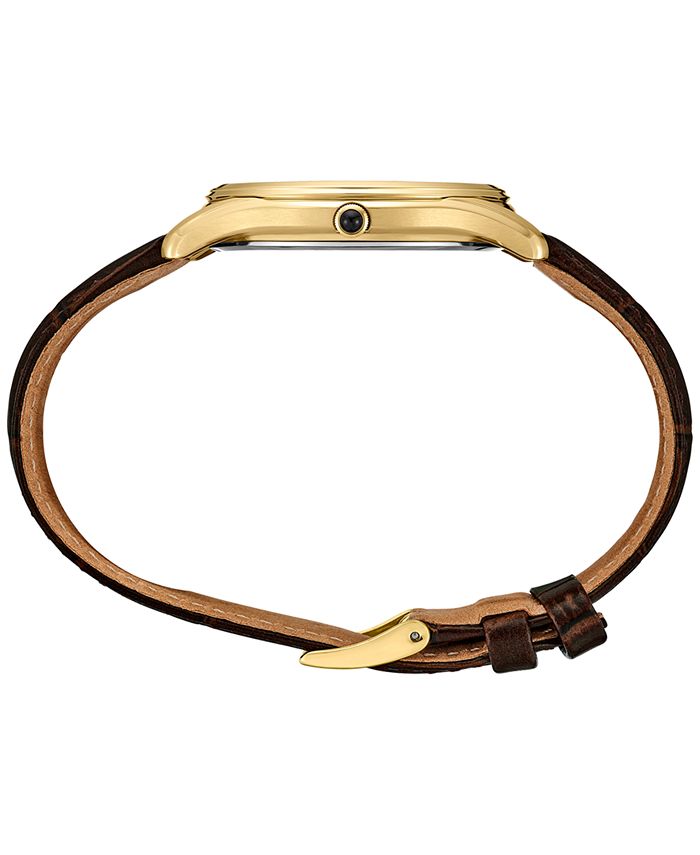 Seiko Men's Analog Essentials Brown Leather Strap Watch 39mm - Macy's