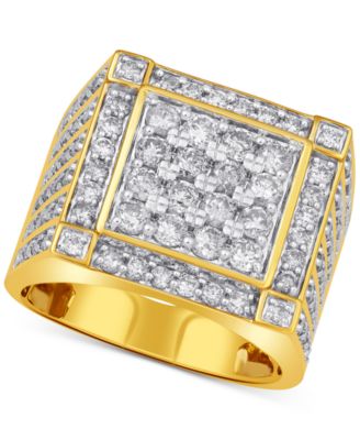 Men's Diamond Cluster Ring (3 ct. t.w.) Ring in 10k Gold - Macy's
