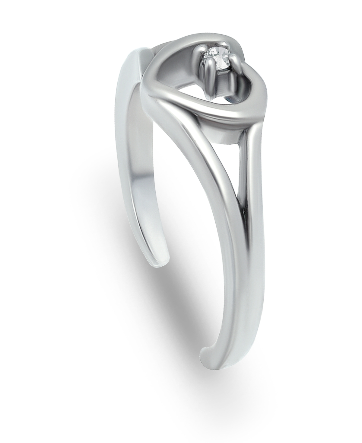 Cubic Zirconia Heart 18K Rose Gold and Gold Over Silver, Sterling Silver Toe Ring - Rose Gold over Silver
