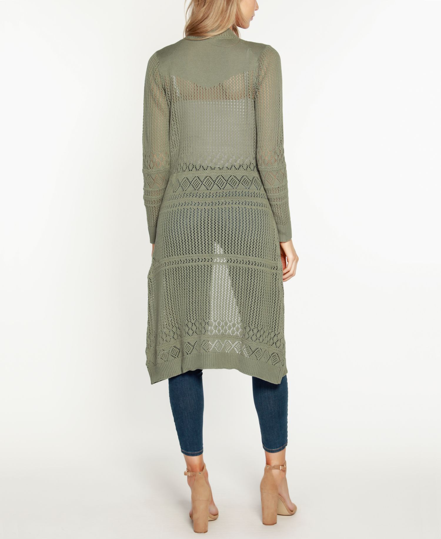 Women's Pointelle-Stitch Duster Cardigan Sweater