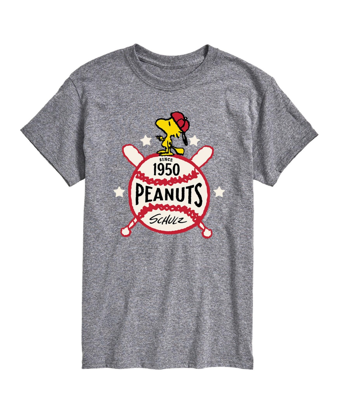 Airwaves Men's Peanuts 1950 Baseball T-shirt In Gray