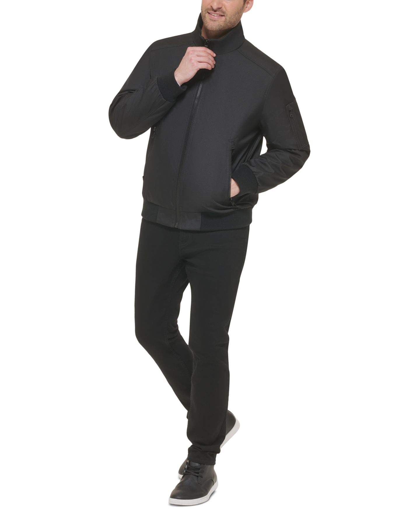 Мужская куртка Calvin Klein Classic Zip-Front Ripstop Bomber, цвет: Чёрный — фото 8