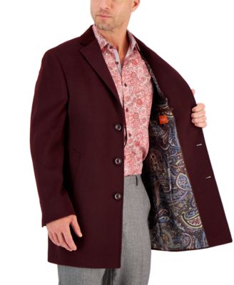 Men's Wool Blend Solid Overcoat 
