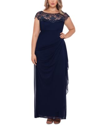 macys xscape navy dress