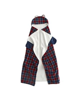 HOMESPUN HOLIDAY - Plaid Sherpa Hooded Throw