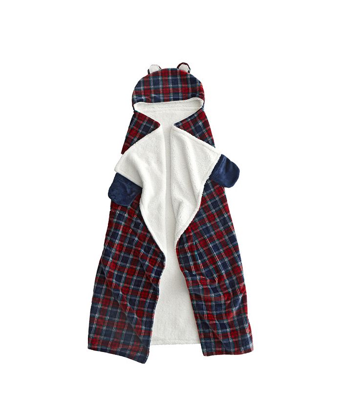 HOMESPUN HOLIDAY Plaid Sherpa Hooded Throw, 50" x 60" Macy's