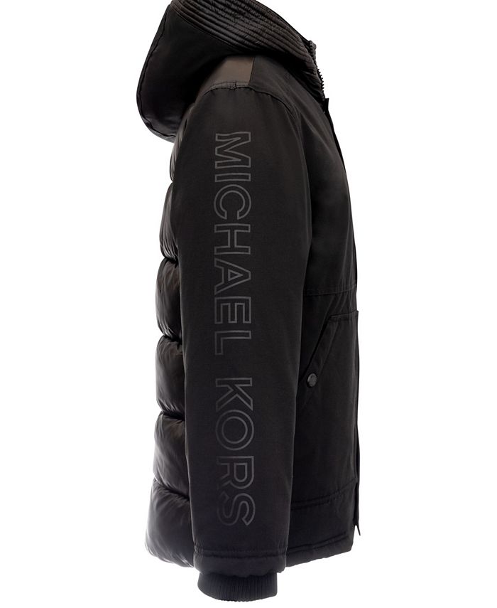Michael Kors Big Boy's Faux Fur Trim Hooded Snorkel Jacket Green Size 18/20