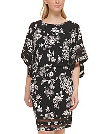 Women's Printed Dolman-Sleeve Blouson Dress