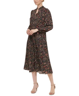 Jessica Howard Petite Paisley-Print Split-Neck Midi Dress