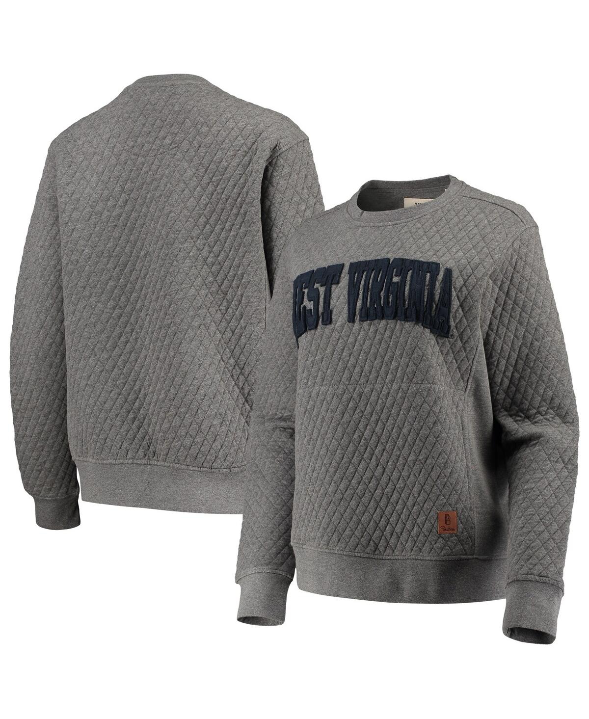 Pressbox Heathered Gray West Virginia Mountaineers Moose Applique Quilted Crewneck Sweatshirt In Heathered Gray