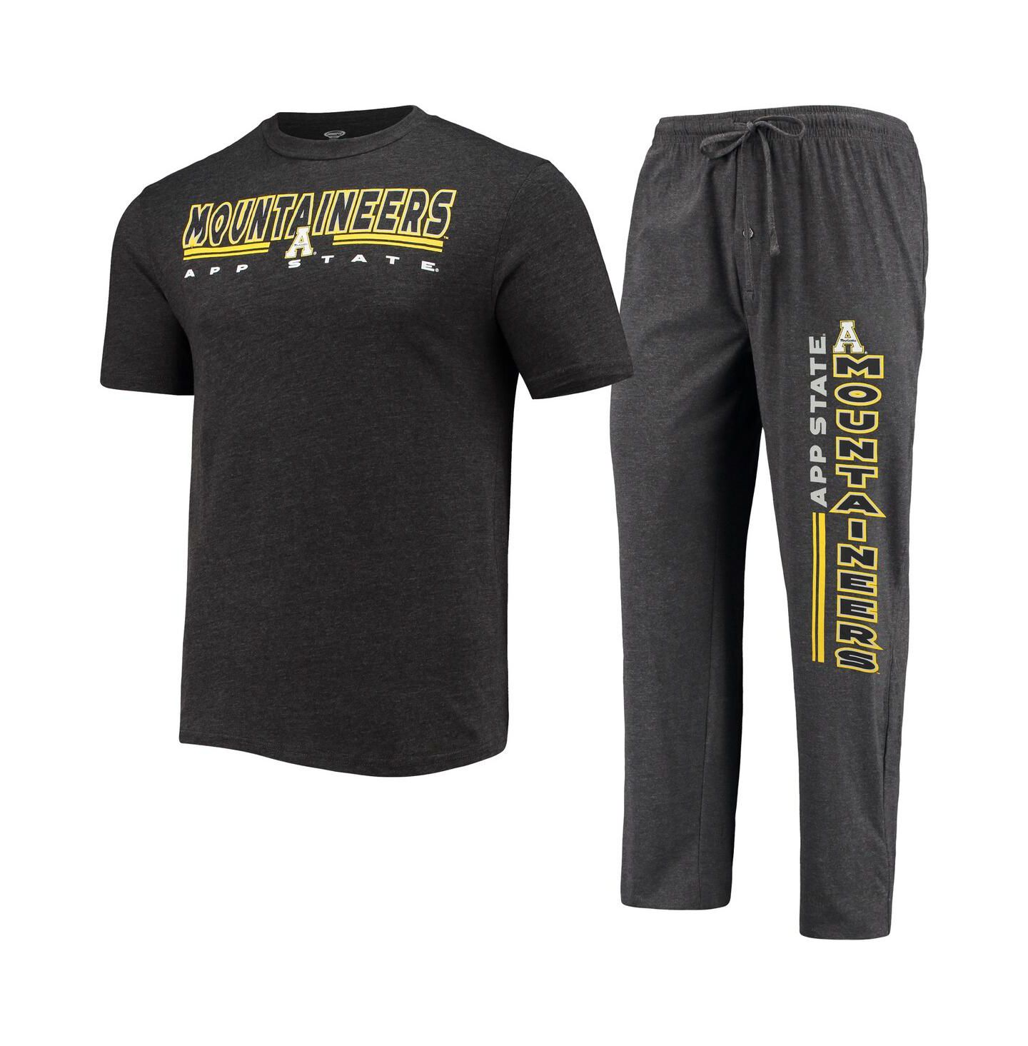 Мужская пижама Concepts Sport Appalachian State Mountaineers Meter, Charcoal/Black — фото 2