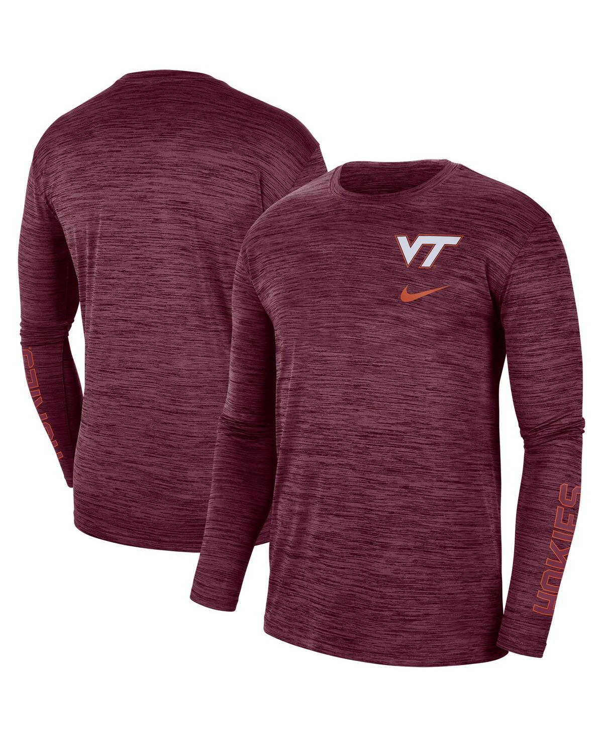 Shop Nike Men's  Maroon Virginia Tech Hokies Velocity Legend Team Performance Long Sleeve T-shirt