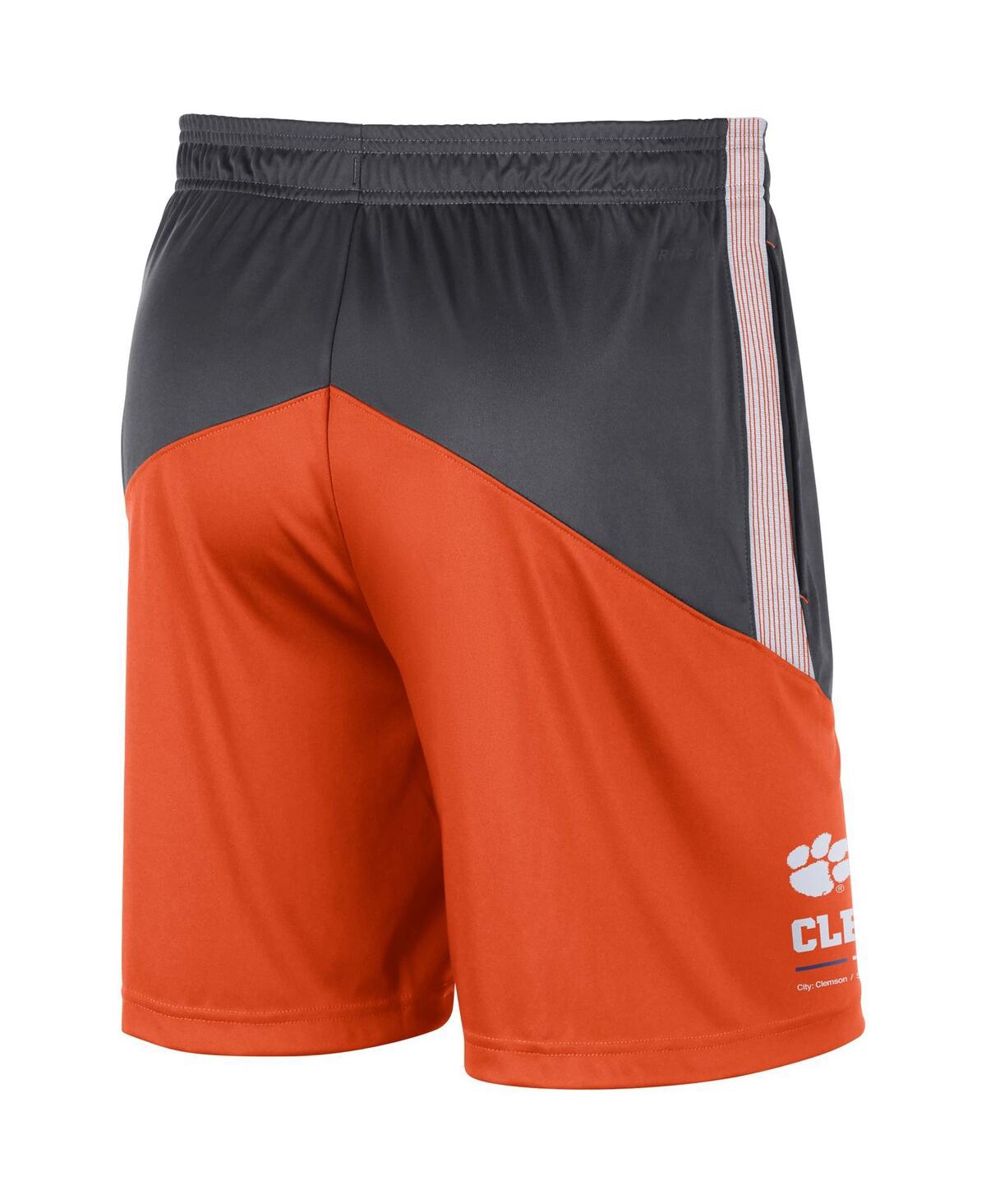 Shop Nike Men's  Anthracite And Orange Clemson Tigers Team Performance Knit Shorts In Anthracite,orange