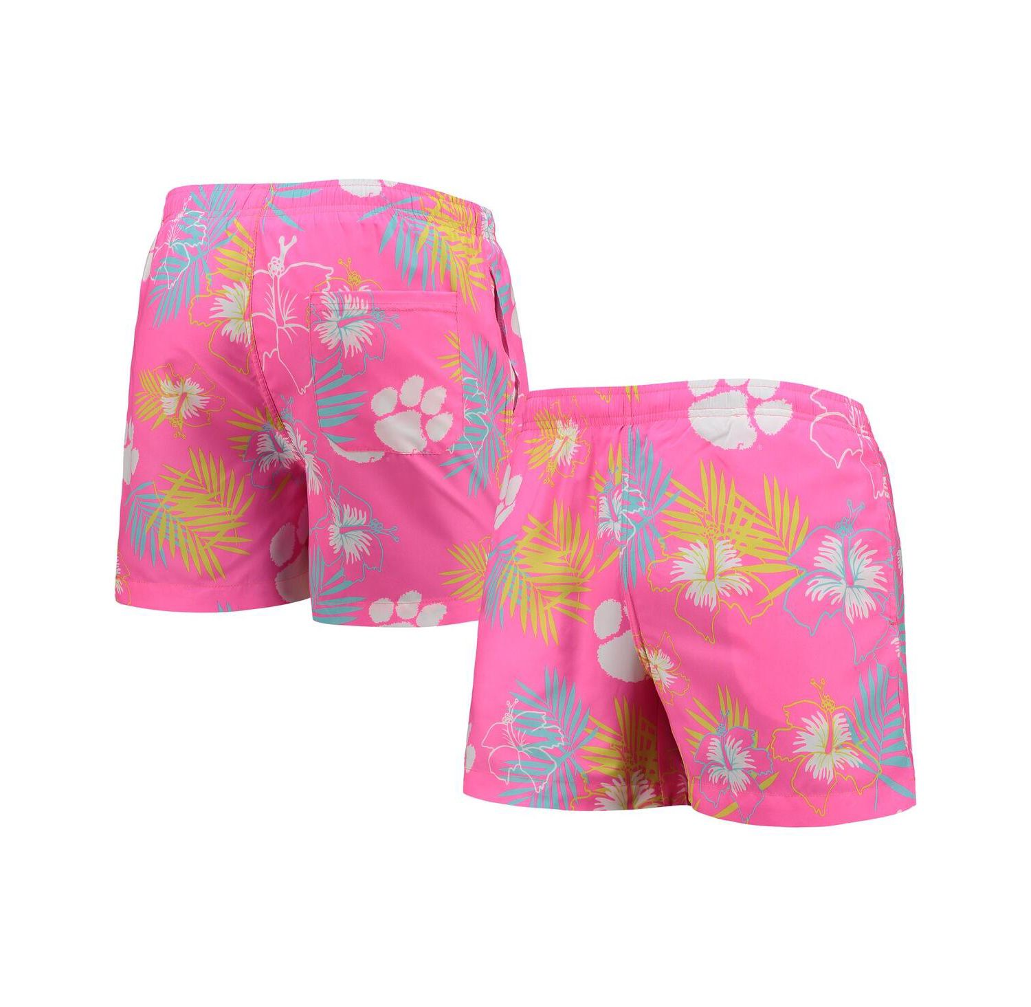 Men's Pink Clemson Tigers Neon Floral Swim Trunks