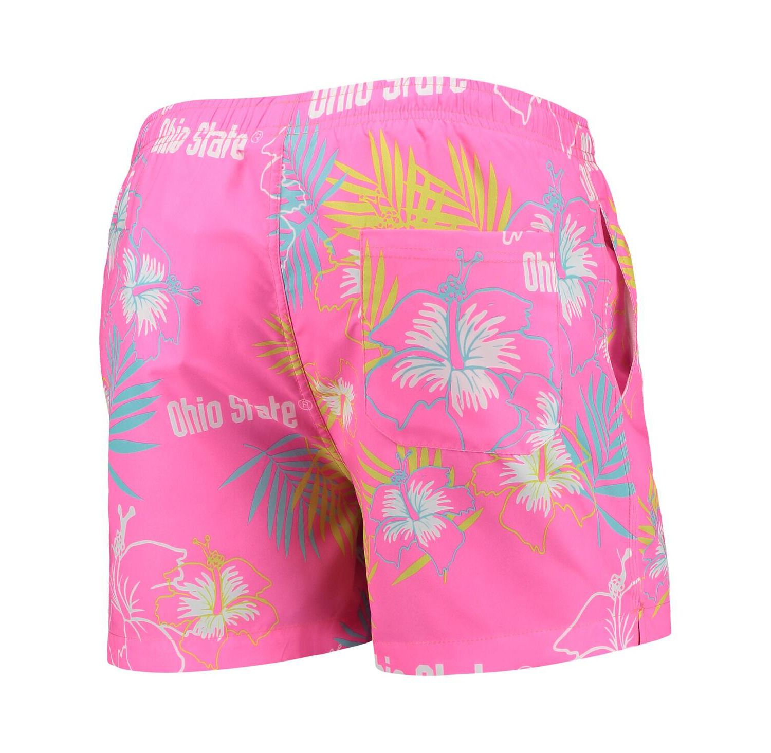 Men's Pink Ohio State Buckeyes Neon Floral Swim Trunks