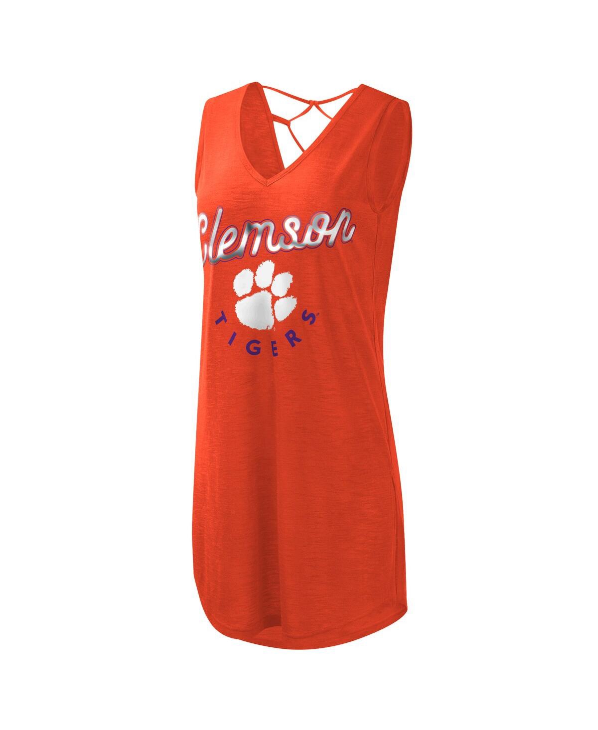G-iii 4her By Carl Banks Orange Clemson Tigers Game Time Burnout Cover-up V-neck Dress In Orange