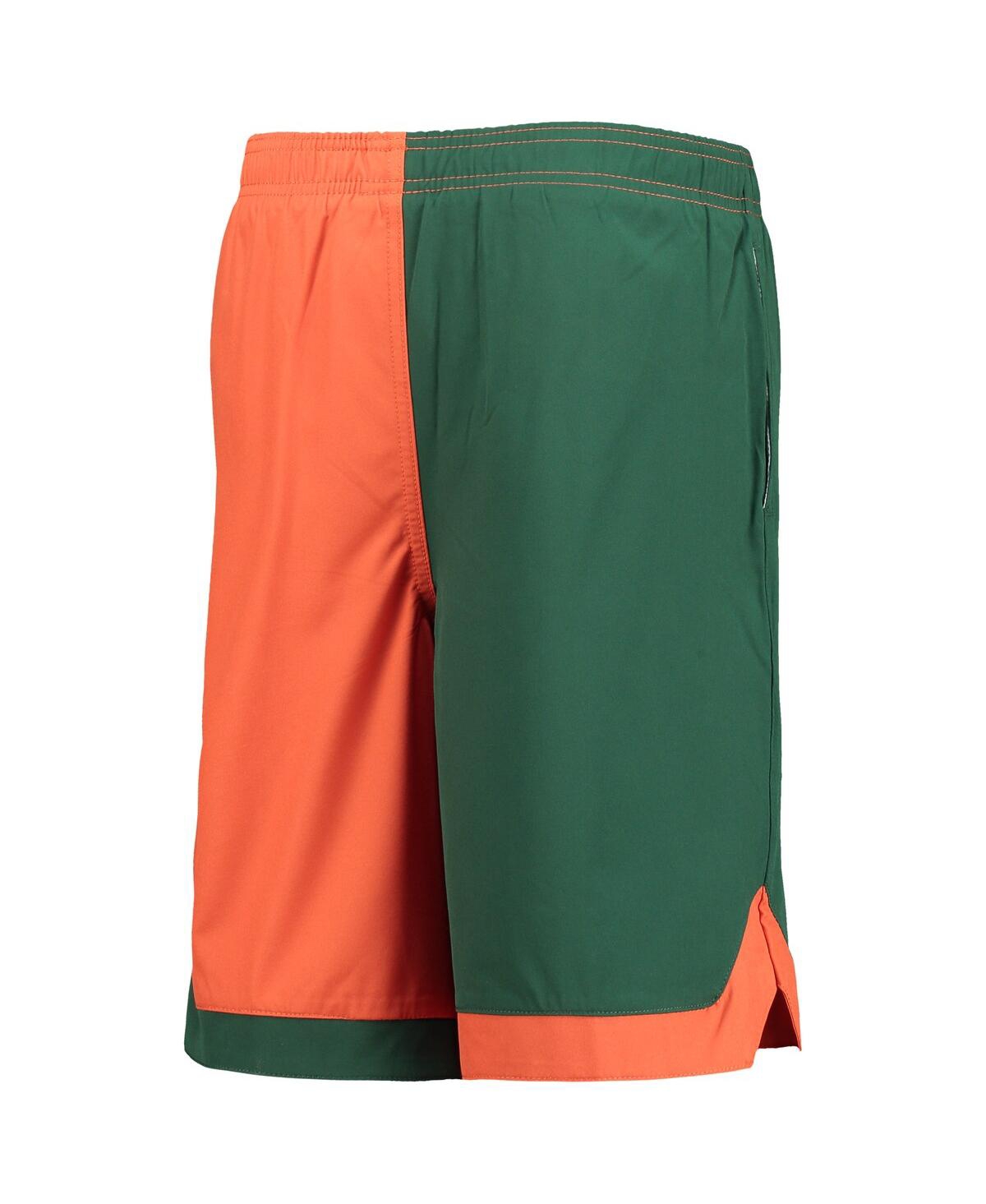 Shop Outerstuff Big Boys Green And Orange Miami Hurricanes Conch Bay Swim Shorts In Green,orange