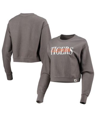 Women's Graphite Clemson Tigers Classic Corded Timber Crop Pullover Sweatshirt