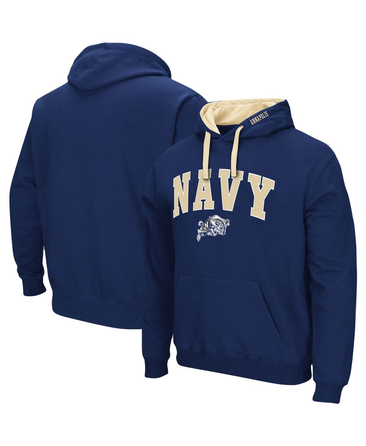 Colosseum Men's  Navy Navy Midshipmen Big And Tall Arch & Logo 2.0 Pullover Hoodie In Navy