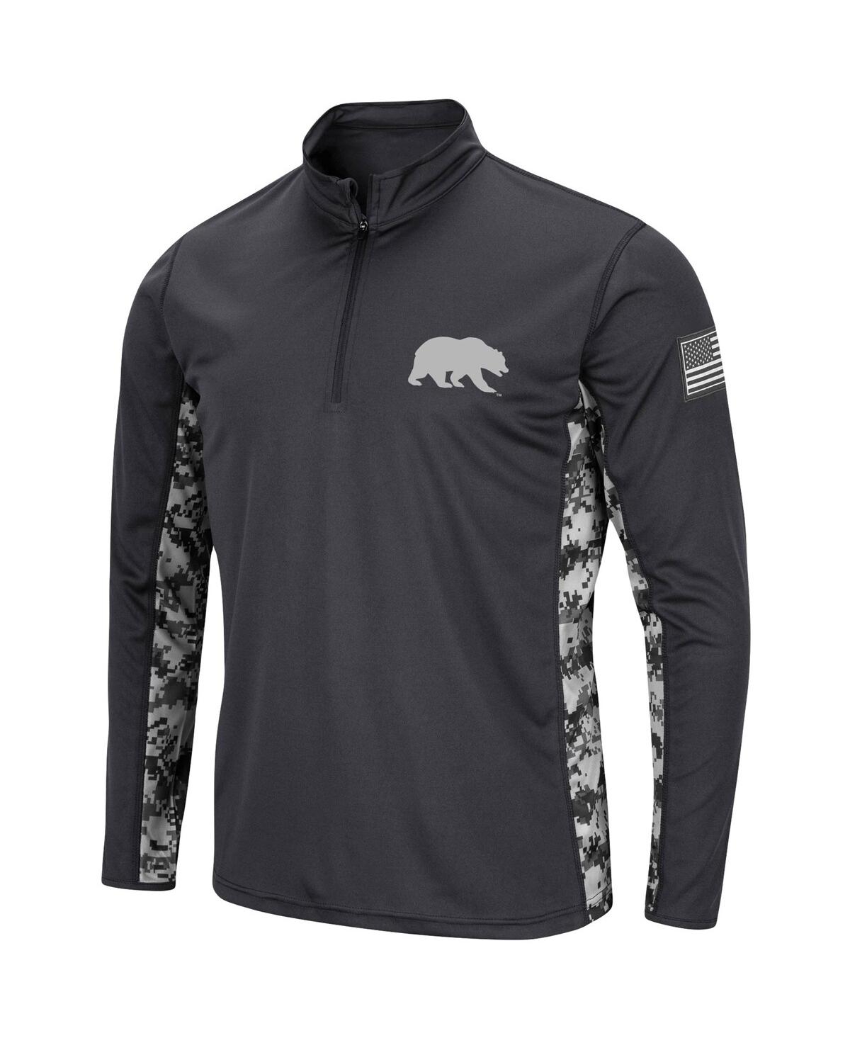 Colosseum Men's  Charcoal Cal Bears Oht Military-inspired Appreciation Digi Camo Quarter-zip Jacket In Charcoal
