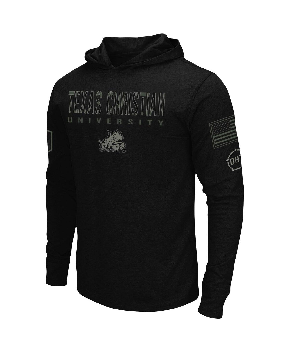 Shop Colosseum Men's  Black Tcu Horned Frogs Oht Military-inspired Appreciation Hoodie Long Sleeve T-shirt