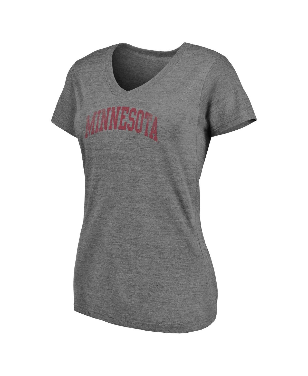 Fanatics Branded Heathered Gray Minnesota Golden Gophers Slab Serif 2-hit V-neck Tri-blend T-shirt In Heathered Gray
