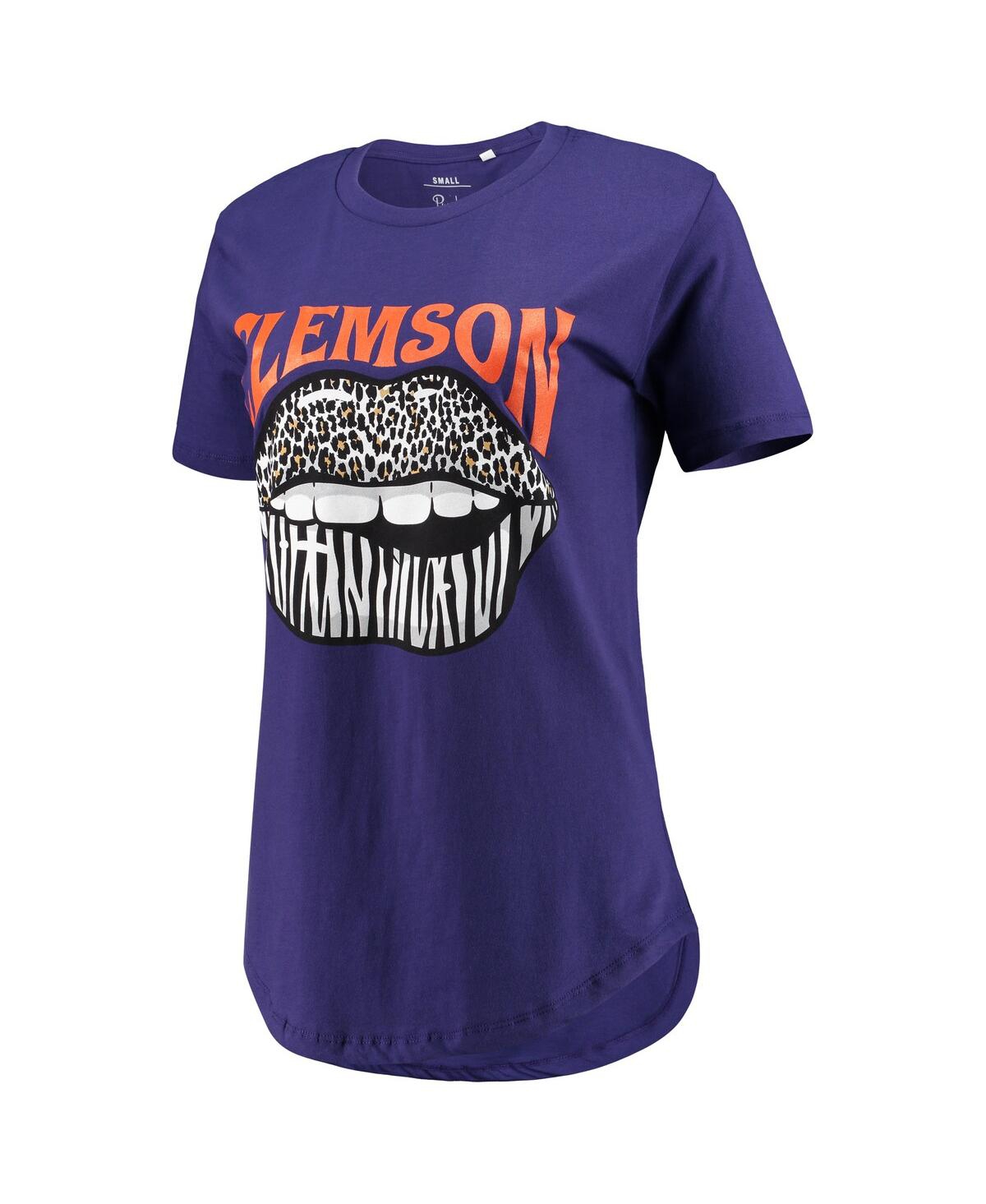 Shop Pressbox Women's  Purple Clemson Tigers Wild Lips Core T-shirt