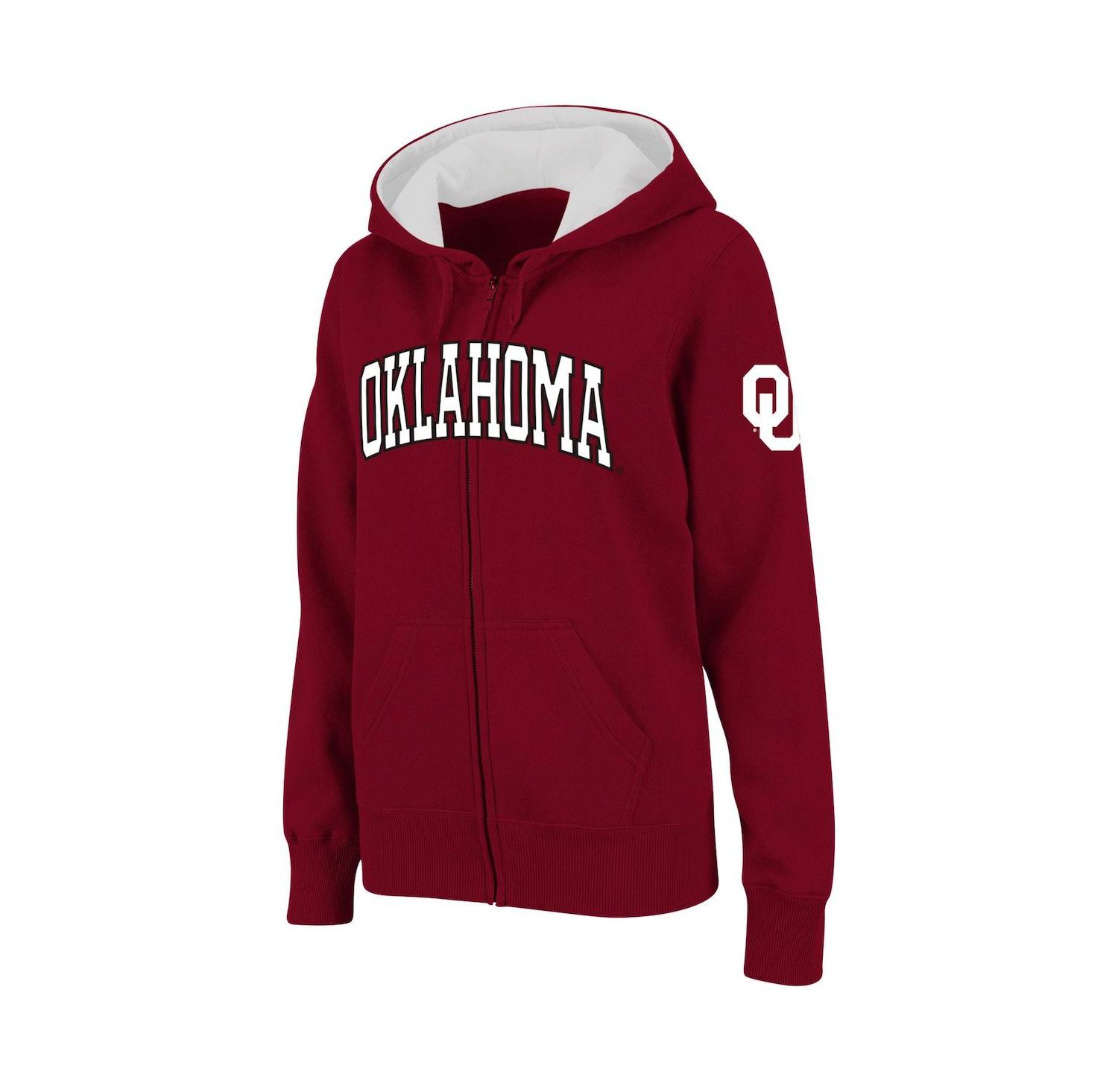 Women's Crimson Oklahoma Sooners Arched Name Full-Zip Hoodie