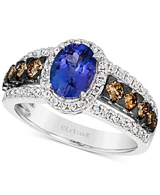 Blueberry Tanzanite (1 ct. t.w.) & Diamond (7/8 ct. t.w.) Ring in 14k White Gold