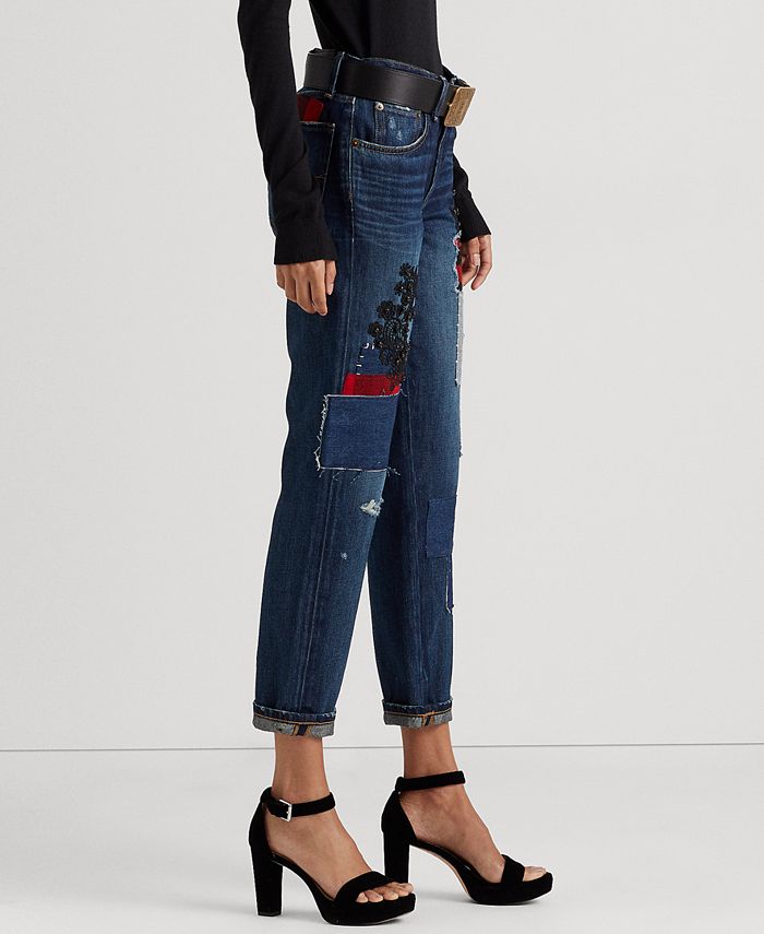 Ralph Lauren Women's Patchwork Relaxed Tapered Jeans Blue Size 22W