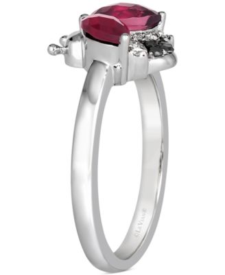 Raspberry Rhodolite (1-1/6 ct. t.w.) & Diamond (1/10 ct. t.w.) Ladybug Ring in 14k White Gold