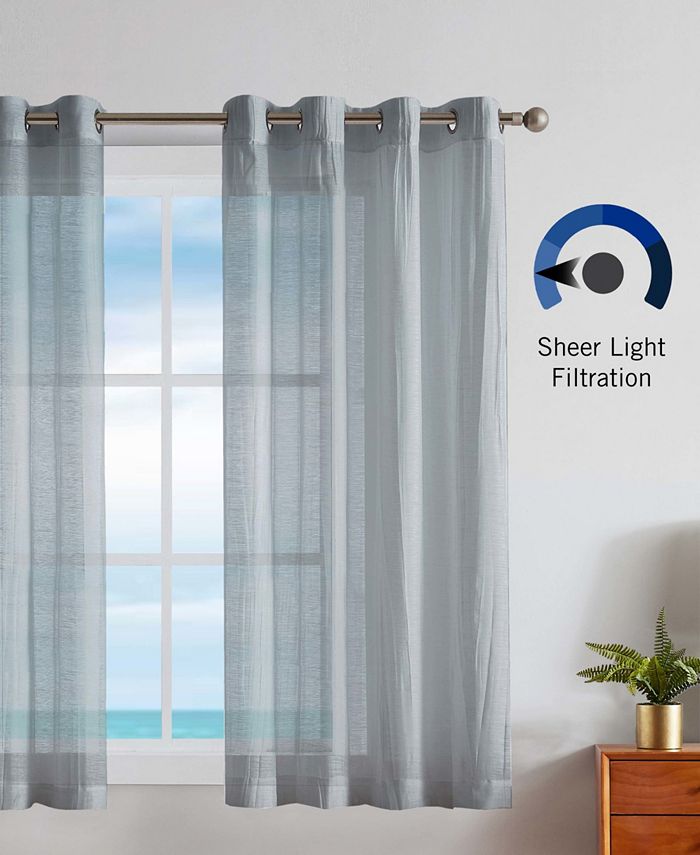 Nautica Cordelia Crushed Sheer Grommet Window Curtain Wide Panel Pair