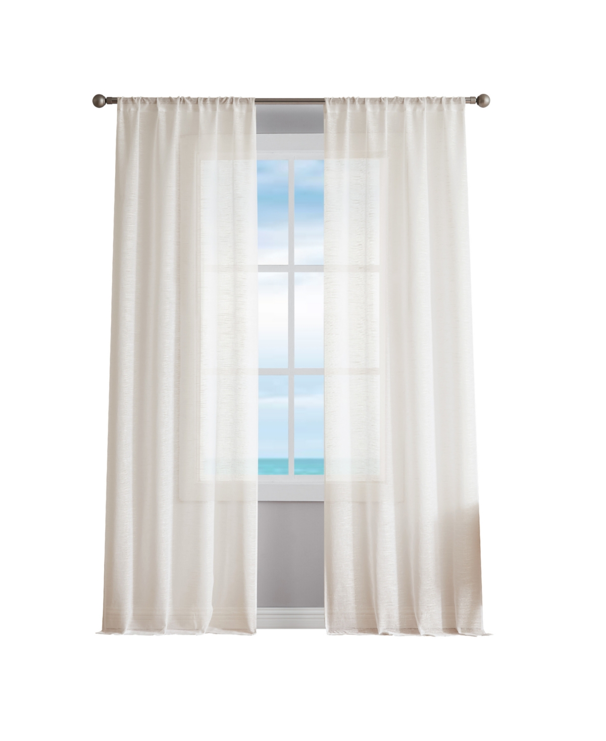 Nautica Erasmus Sheer Rod Pocket Window Curtain Panel Pair, 38" X 96" In Taupe