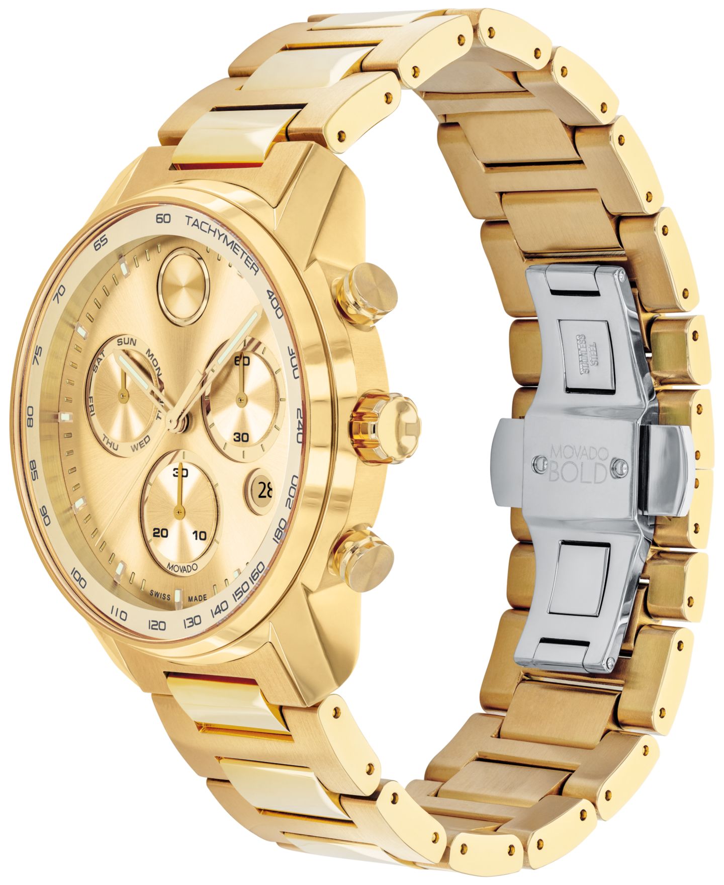 Мужские часы Movado Bold Verso Yellow Ionic Gold-Tone Plated Steel Bracelet Watch 44mm — фото 2