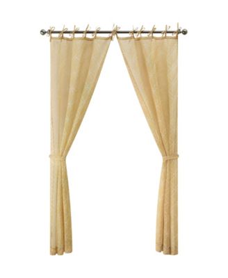 Jessica Simpson Nora Embroidery Sheer Tie Top Window Curtain Panel Pair With Tiebacks Collection In White