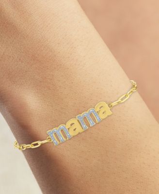 Diamond "Mama" Link Bracelet (1/10 ct. t.w.) in 14k Gold-Plated Sterling Silver