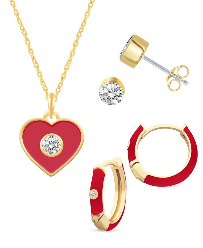 Macy's Crystal Enamel Necklace and Earring Set, 3Piece Macy's