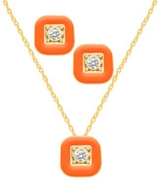 Crystal Enamel Necklace and Earring Set, 2-Piece