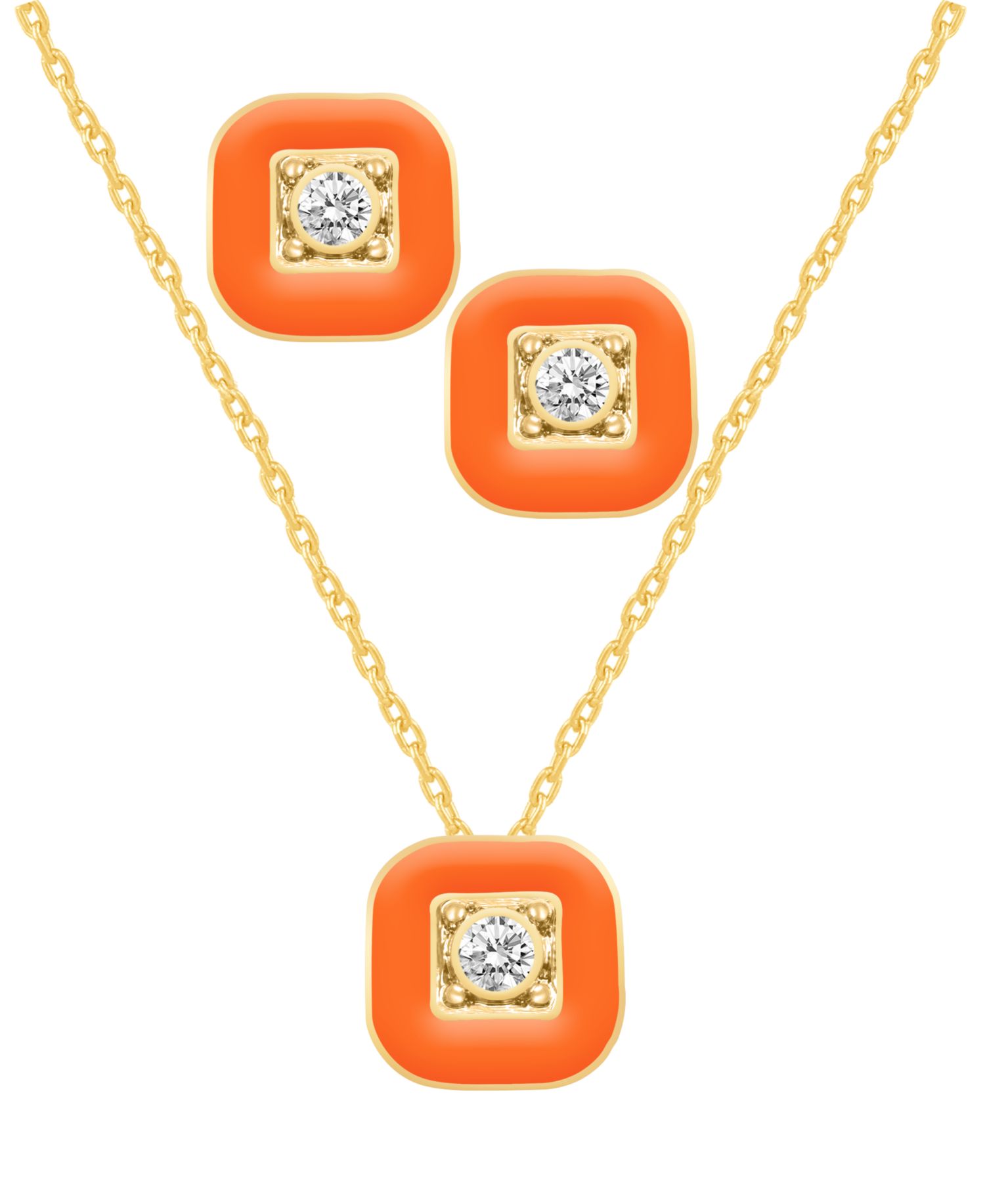 Crystal Enamel Necklace and Earring Set, 2-Piece