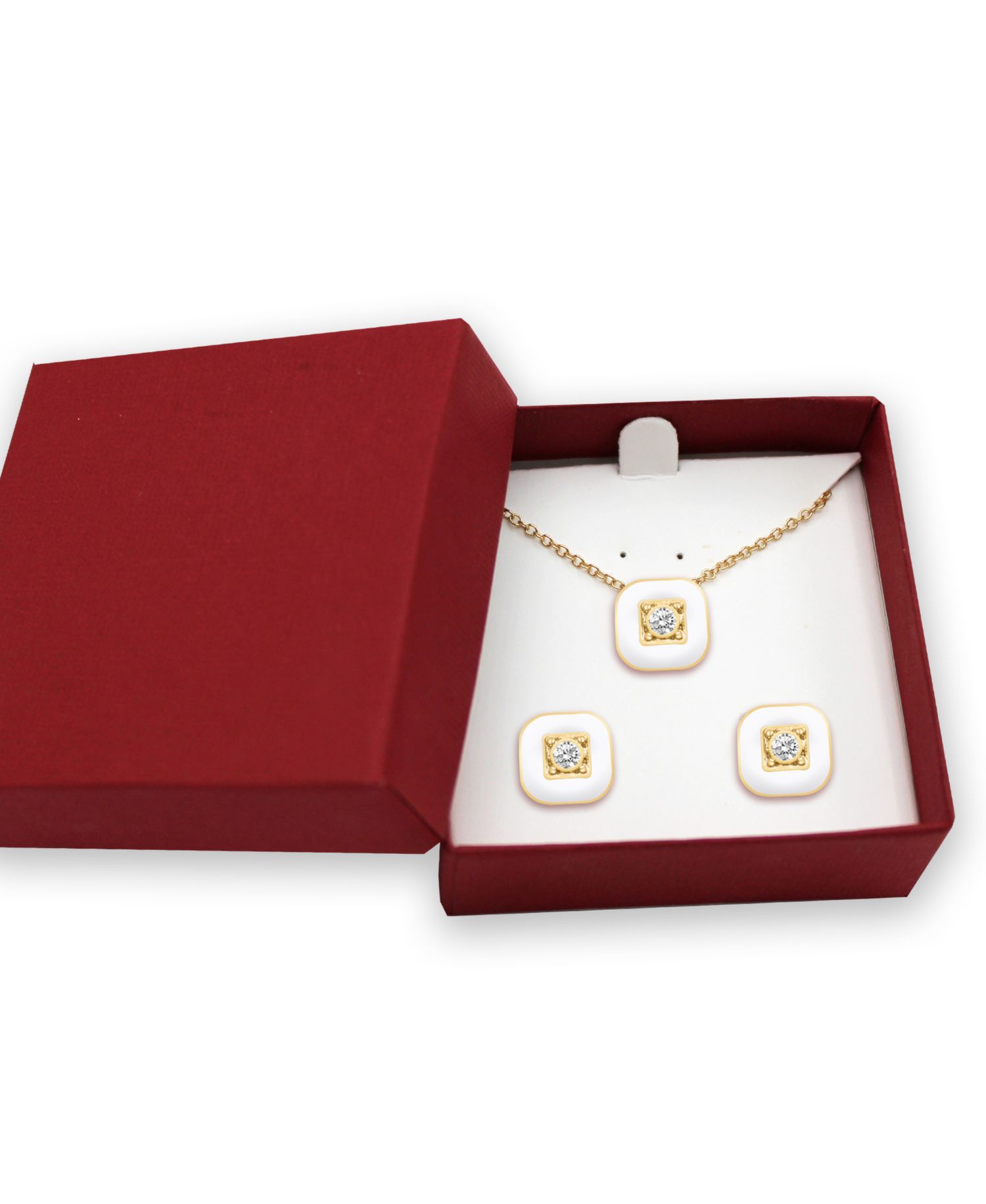 Crystal Enamel Necklace and Earring Set, 2-Piece