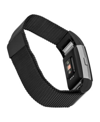 Black Stainless Steel Mesh Band designed for Fitbit Charge 2